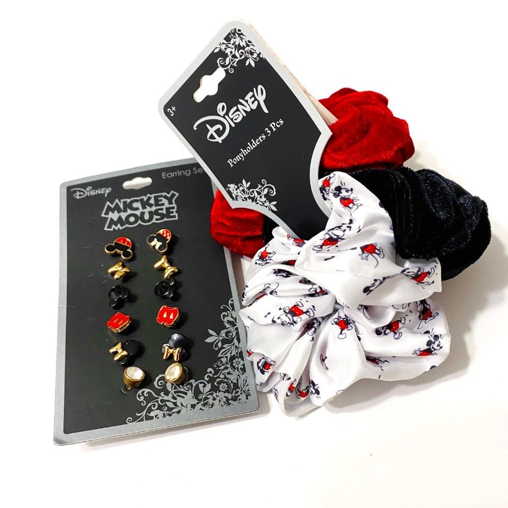 Disney NEON Tuesday Mickey Mouse Earring Set & Fantasia Hair Scrunchies